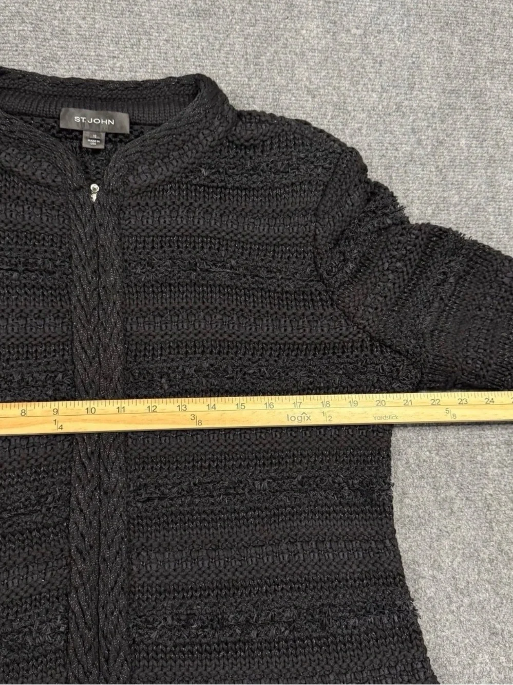 St. John Black  knit sweater jacket Size 12